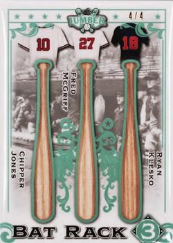 2022 Leaf Lumber - Bat Rack 3 Relics Emerald #BR3-13 Chipper Jones / Fred McGriff / Ryan Klesko Front