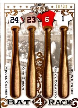 2022 Leaf Lumber - Bat Rack 4 Relics Bronze #BR4-3 Miguel Cabrera / Kirk Gibson / Rocky Colavito / Lou Whitaker Front