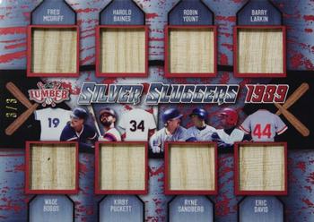 2022 Leaf Lumber - Silver Sluggers Relics Red #SS-04 Fred McGriff / Wade Boggs / Harold Baines / Kirby Puckett / Robin Yount / Ryne Sandberg / Barry Larkin / Eric Davis Front