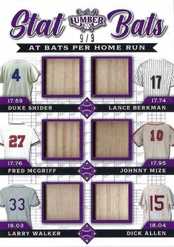 2022 Leaf Lumber - Stat Bats Relics: AB per HR Purple #SBA-07 Duke Snider / Lance Berkman / Fred McGriff / Johnny Mize / Larry Walker / Dick Allen Front