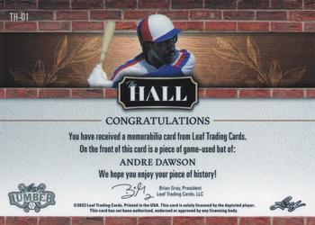 2022 Leaf Lumber - The Hall Relics Navy Blue #TH-01 Andre Dawson Back