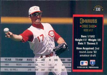 1994 Donruss #330 Chris Sabo Back