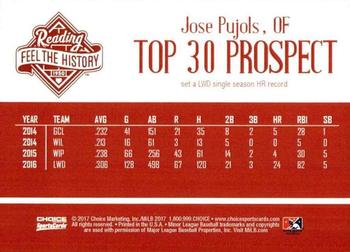 2017 Choice Reading Phillies Top 30 Prospects #NNO Jose Pujols Back