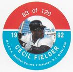 1992 JKA Baseball Buttons - Square Proofs #83 Cecil Fielder Front