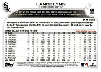 2022 Topps Chrome - Refractor #60 Lance Lynn Back