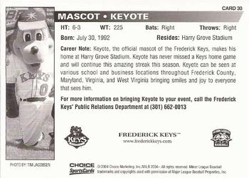 2004 Choice Frederick Keys #30 Keyote Back