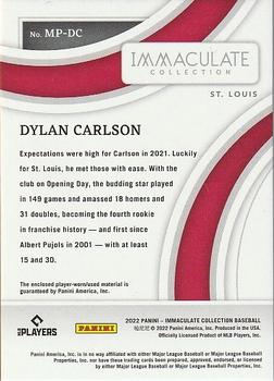 2022 Panini Immaculate - Materials Prime #MP-DC Dylan Carlson Back