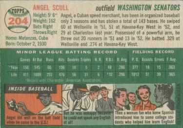 1954 Topps #204 Angel Scull Back