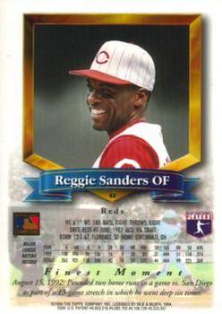 1994 Finest #43 Reggie Sanders Back