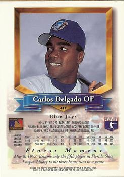 1994 Finest #423 Carlos Delgado Back