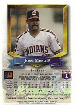 1994 Finest #138 Jose Mesa Back