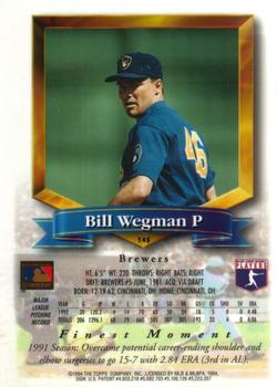 1994 Finest #145 Bill Wegman Back