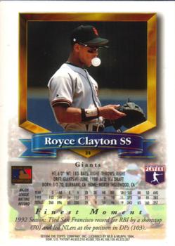 1994 Finest #28 Royce Clayton Back
