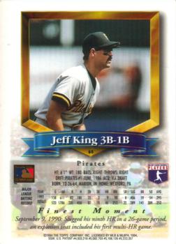 1994 Finest #65 Jeff King Back