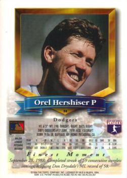 1994 Finest #98 Orel Hershiser Back