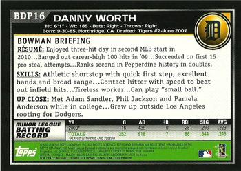 2010 Bowman Draft Picks & Prospects #BDP16 Danny Worth  Back