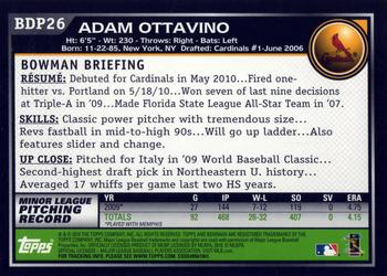 2010 Bowman Draft Picks & Prospects #BDP26 Adam Ottavino  Back