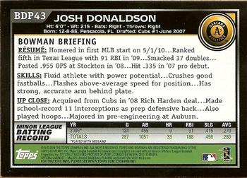 2010 Bowman Draft Picks & Prospects #BDP43 Josh Donaldson  Back