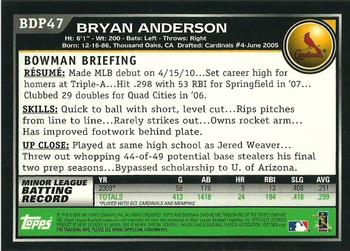 2010 Bowman Draft Picks & Prospects #BDP47 Bryan Anderson  Back