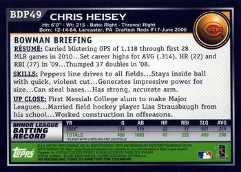 2010 Bowman Draft Picks & Prospects #BDP49 Chris Heisey  Back