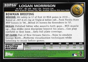 2010 Bowman Draft Picks & Prospects #BDP64 Logan Morrison  Back