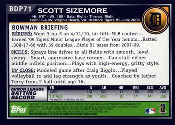 2010 Bowman Draft Picks & Prospects #BDP71 Scott Sizemore  Back