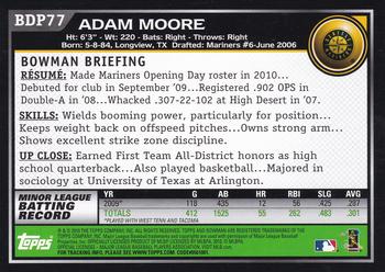 2010 Bowman Draft Picks & Prospects #BDP77 Adam Moore  Back
