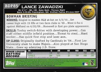 2010 Bowman Draft Picks & Prospects #BDP85 Lance Zawadzki  Back