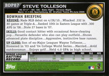 2010 Bowman Draft Picks & Prospects #BDP87 Steve Tolleson  Back