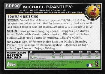 2010 Bowman Draft Picks & Prospects #BDP90 Michael Brantley  Back