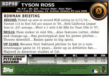 2010 Bowman Draft Picks & Prospects #BDP98 Tyson Ross  Back