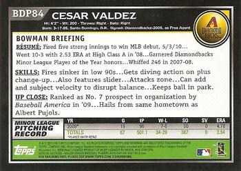 2010 Bowman Draft Picks & Prospects #BDP84 Cesar Valdez  Back