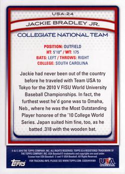 2010 Topps USA Baseball #USA-24 Jackie Bradley Jr.  Back