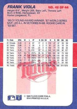 1989 Fleer Baseball's Exciting Stars #42 Frank Viola Back