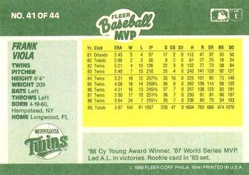 1989 Fleer Baseball MVPs #41 Frank Viola Back
