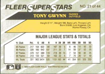 1989 Fleer SuperStars #21 Tony Gwynn Back
