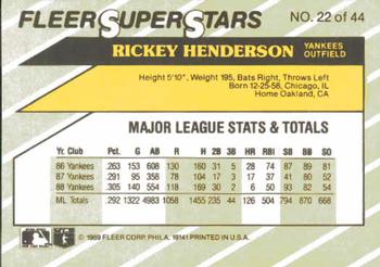 1989 Fleer SuperStars #22 Rickey Henderson Back