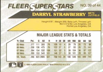 1989 Fleer SuperStars #39 Darryl Strawberry Back