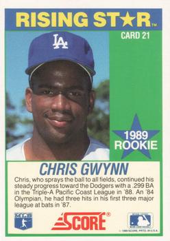 1989 Score Hottest 100 Rising Stars #21 Chris Gwynn Back