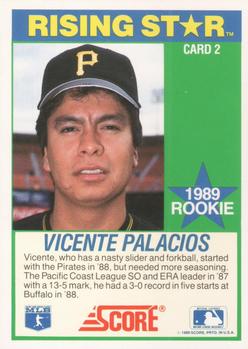 1989 Score Hottest 100 Rising Stars #2 Vicente Palacios Back
