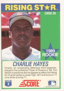1989 Score Hottest 100 Rising Stars #39 Charlie Hayes Back
