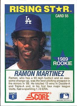 1989 Score Hottest 100 Rising Stars #55 Ramon Martinez Back