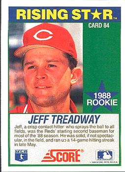 1989 Score Hottest 100 Rising Stars #84 Jeff Treadway Back