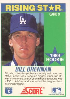 1989 Score Hottest 100 Rising Stars #9 Bill Brennan Back