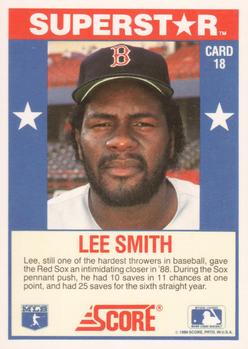 1989 Score Baseball's 100 Hottest Players #18 Lee Smith Back