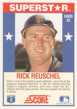 1989 Score Baseball's 100 Hottest Players #22 Rick Reuschel Back