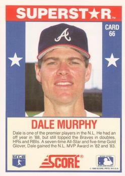 1989 Score Baseball's 100 Hottest Players #66 Dale Murphy Back
