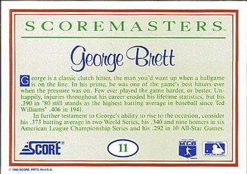 1989 Score Scoremasters #11 George Brett Back