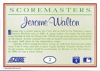 1989 Score Scoremasters #2 Jerome Walton Back