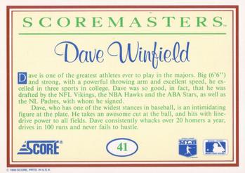 1989 Score Scoremasters #41 Dave Winfield Back